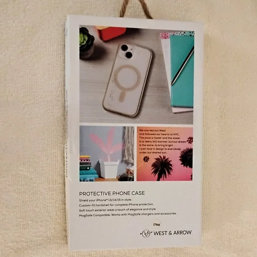 West & Arrow White/Tan iPhone 13/14/15 Protective Phone Case